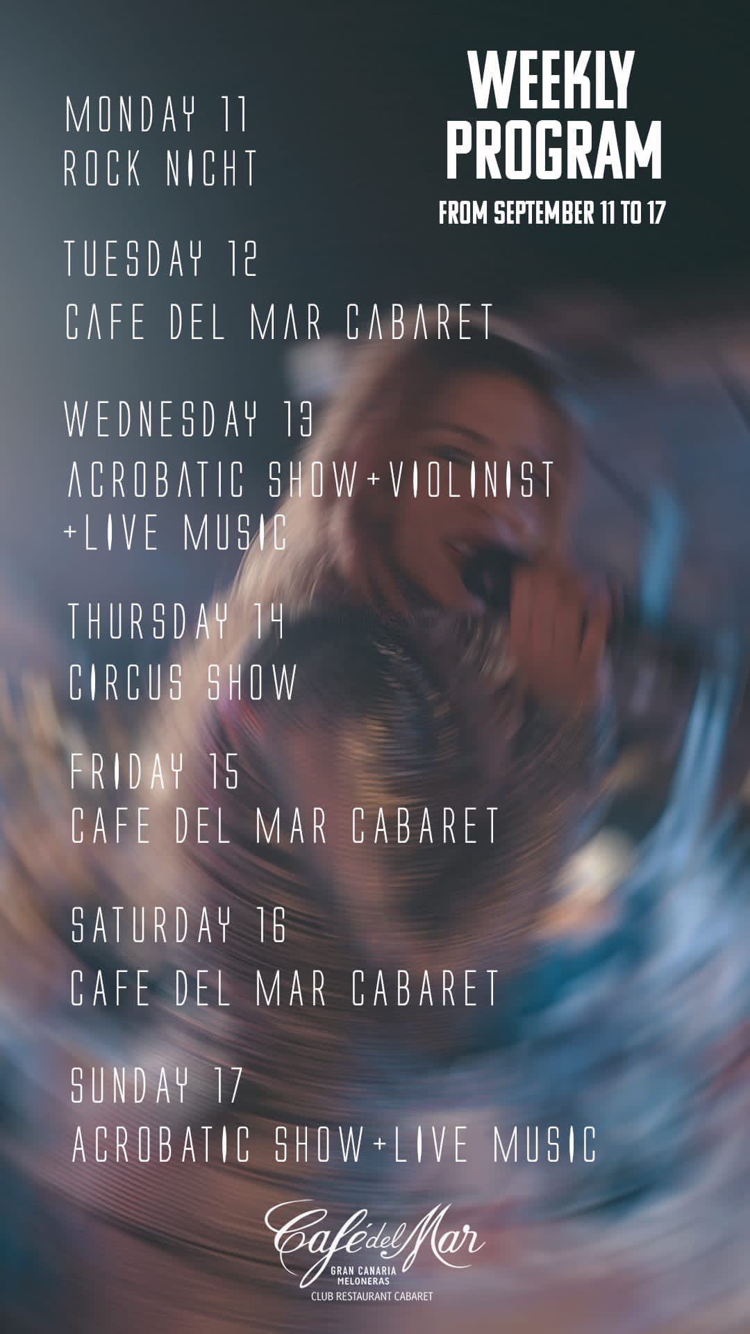 Café del Mar Meloneras Programa semanal